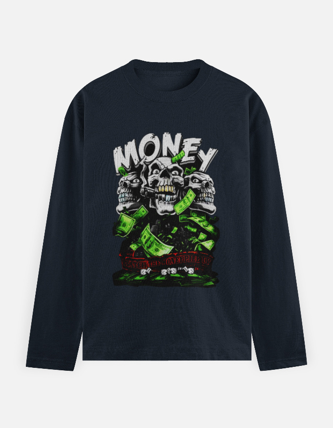 Tri-Skull Money Madness Long Sleeve Tee - Image 3