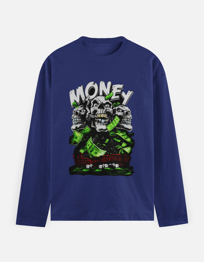 Tri-Skull Money Madness Long Sleeve Tee
