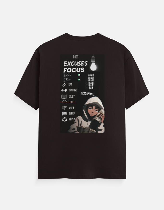 NO EXCUSES – FOCUS DISCIPLINE Graphic T-Shirt - Image 3