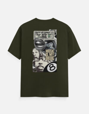 MUSIC IS MY DRUG – Graphic Collage T-Shirt